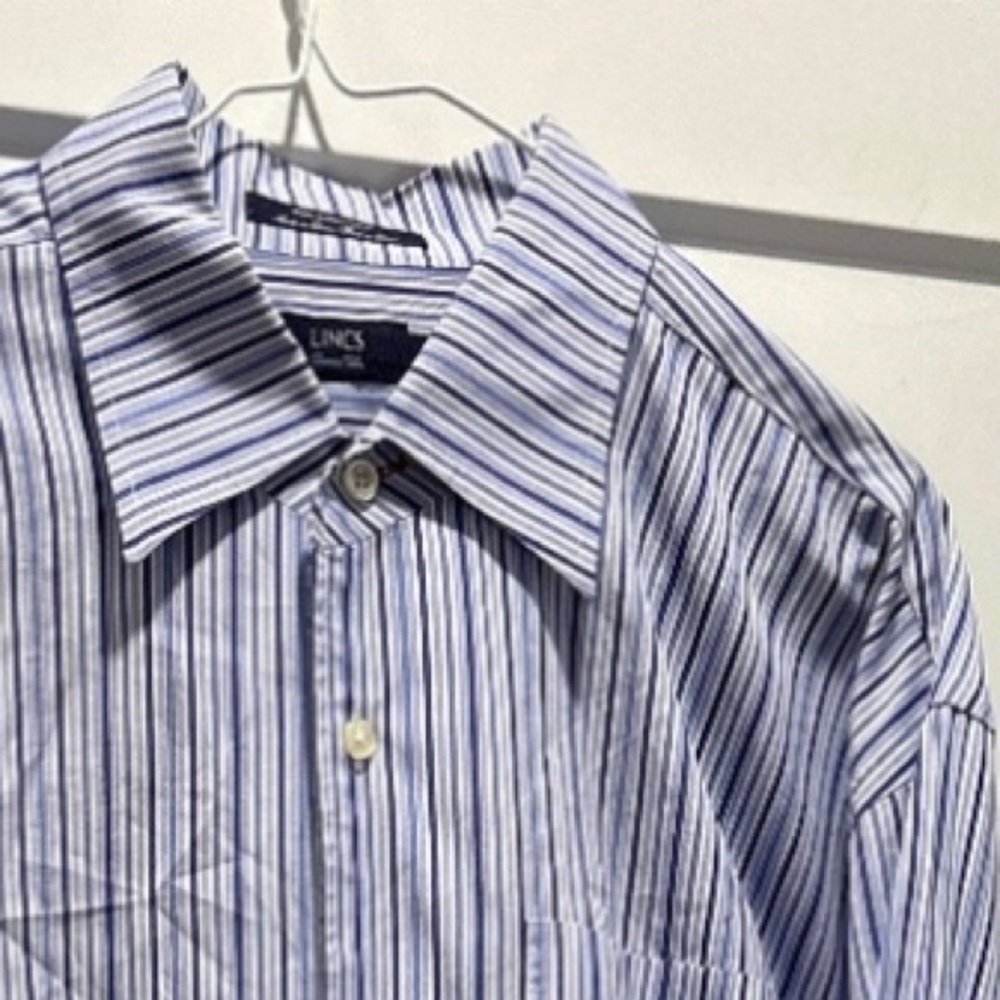 3 for $17! | LINCS LUXURY DAVID CHU | 100% Cotton b/w/Men’s Size L striped shirt